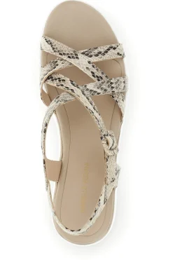 Sandali beige con stampa animalier e zeppa Burani 52195C1583