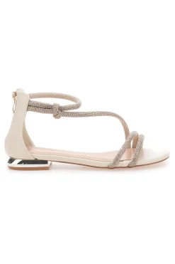 Sandali Beige Con Strass e Cinturino alla Caviglia MON DIEU 680