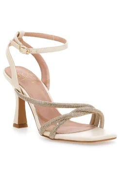 Sandali beige con strass e tacco alto Mon Dieu 1625