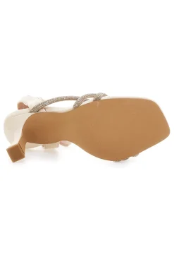 Sandali beige con strass e tacco alto Mon Dieu 1625