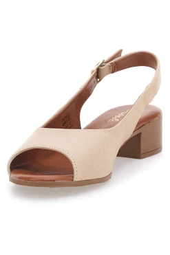 Sandali Beige con Tacco a Blocco e Tomaia in Pelle PITTARELLO LOOK 243065