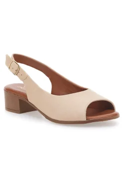 Sandali Beige con Tacco a Blocco e Tomaia in Pelle PITTARELLO LOOK 243065