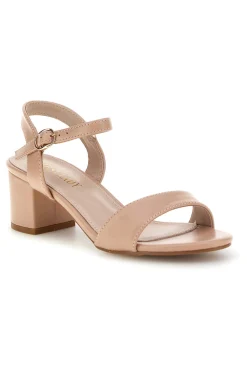 Sandali beige con tacco largo e cinturino First lady P697