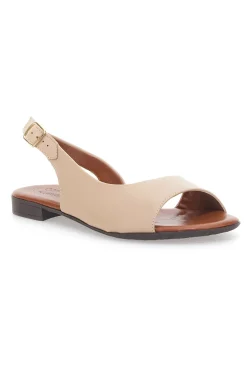 Sandali Beige con Tomaia in Pelle e Tacco Basso Pittarello Look 225110