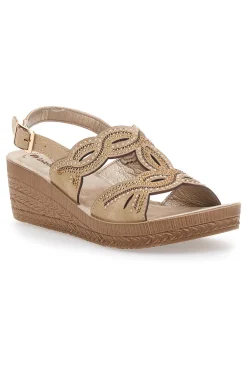 Sandali beige con zeppa decorati Inblu 14 GO