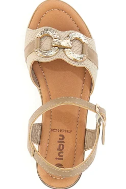 Sandali beige con zeppa e morsetto INBLU 06 FK