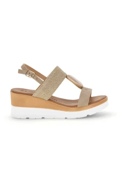 Sandali beige con zeppa e cinturino Plocadi 11075116