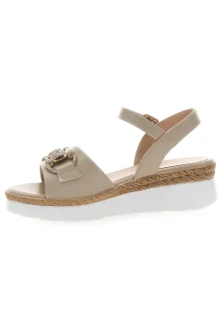 Sandali Beige con Zeppa e Dettaglio Gioiello Mariella Burani 51304