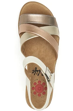 Sandali beige e oro con zeppa Relife 67172670201