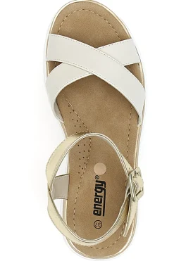 Sandali Beige e Platino Con Platform di 5,5 Cm Energy 492