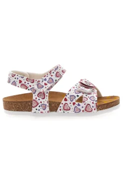 Sandali bianchi a fantasia rosa con plantare preformato Pittarello Bio 257A745SR