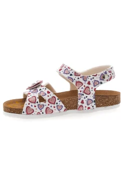 Sandali bianchi a fantasia rosa con plantare preformato Pittarello Bio 257A745SR