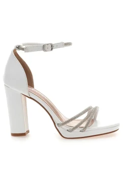 Sandali Bianchi Aperti Con Tacco E Cinturino First Lady P557