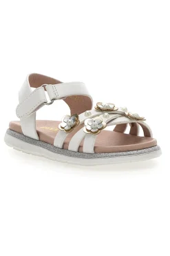 Sandali Bianchi Con Applicazioni Floreali Pitt Kids 392413