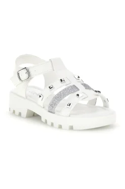 Sandali bianchi con borchie e glitter Grazie girl 15105