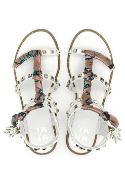 Sandali Bianchi Con Borchie e Foulard Me & Me 660