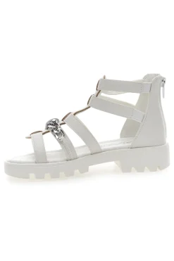 Sandali Bianchi con Cerniera e Catenella Grazie Girl 14355