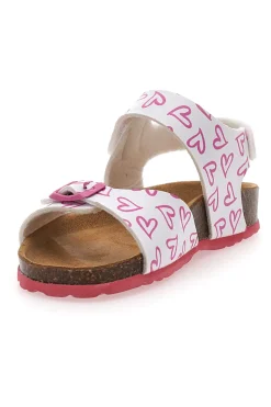 Sandali bianchi con cuori rosa e fibbie regolabili PITT KIDS 45289GLO