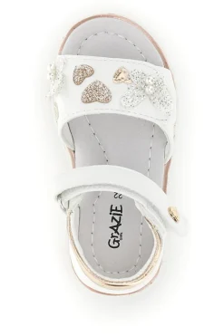 Sandali bianchi con cuori oro rosa Grazie girl 200C574