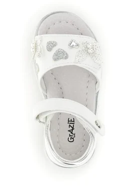 Sandali bianchi con cuori argento Grazie girl 200C574