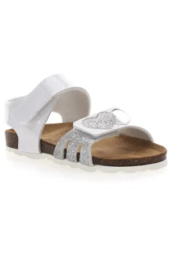 Sandali Bianchi con Cuori Argento e Velcro PITT KIDS 45260TWV