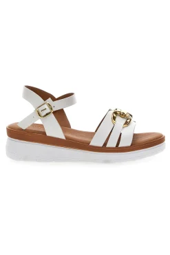 Sandali Bianchi Con Dettagli Oro Prima Riga 247402
