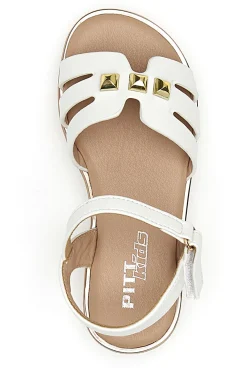 Sandali Bianchi Con Dettagli Oro Pitt Kids 392427
