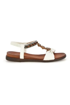 Sandali bianchi con dettagli gioiello e cinturino elasticizzato Quanna mel 560319