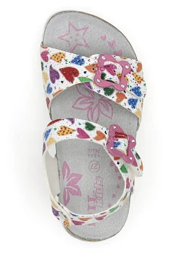 Sandali bianchi con fantasia cuori e fibbie PITT KIDS 14504