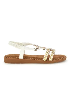 Sandali bianchi con fascette intrecciate e dettagli metallici Quanna Mell 22136