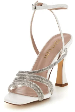 Sandali bianchi con fasce impreziosite da punti luce First lady P693