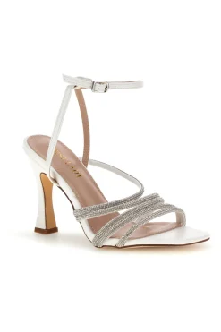 Sandali bianchi con fasce impreziosite da punti luce First lady P693