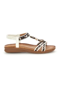 Sandali bianchi con fascette decorate e strass Quanna Mell k358607