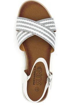 Sandali bianchi con fasce glitterate e zeppa bassa PITTARELLO SUN CH2071B02
