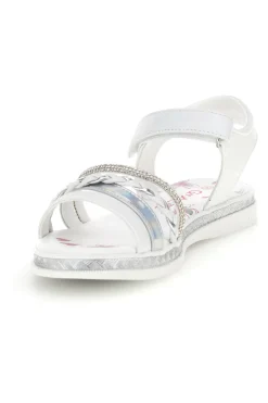 Sandali bianchi con fascia argento e brillanti Grazie girl 14342