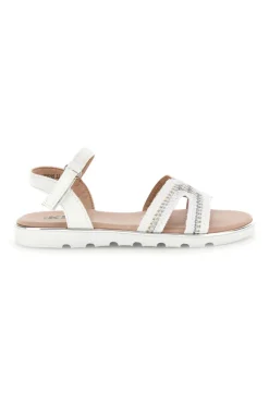Sandali bianchi con frontale intrecciato e dettagli argentati Pitt kids 392629S