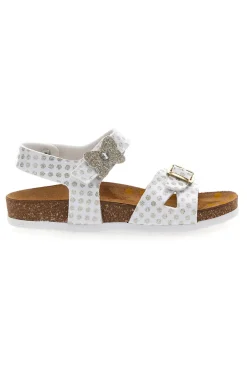 Sandali bianchi con glitter e doppia fibbia PITTARELLO BIO 257A084SR