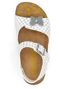 Sandali Bianchi con Pois e Farfalla Argento Glitter Pittarello Bio 257112