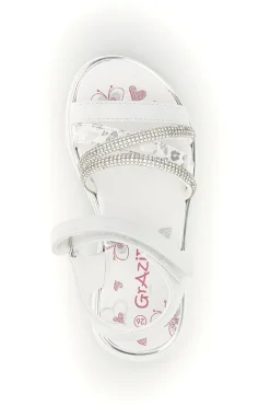 Sandali bianchi con strass e chiusura a strappo Grazie girl 15101