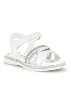 Sandali bianchi con strass e cinturino alla caviglia Grazie girl 14342