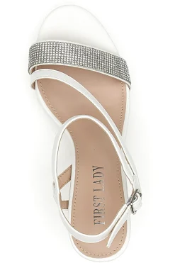 Sandali Bianchi con Tacco Alto e Fascia con Glitter FIRST LADY P542
