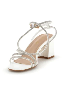 Sandali bianchi con tacco largo e listini First lady P708