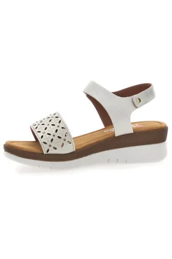 Sandali bianchi con zeppa traforati Linea Comoda 7194P