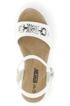 Sandali Bianchi con zeppa e catena decorativa Energy E425