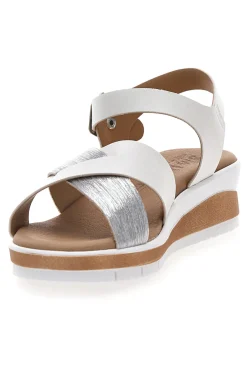 Sandali bianchi e argento con plantare comfort Bio Up 402