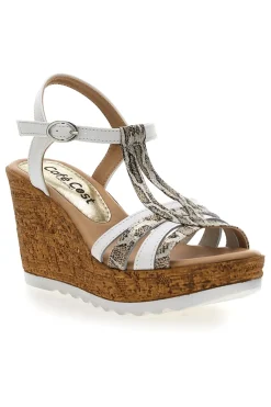 Sandali Bianchi e Fantasia Animalier con Zeppa PITTARELLO LOOK MK31241