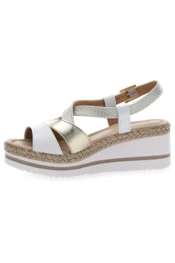 Sandali Bianchi e Oro Con Zeppa Prima Riga MK3234109