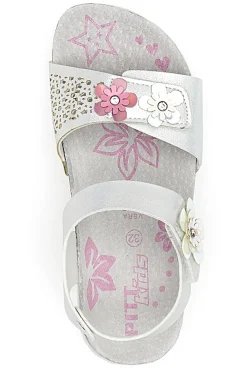 Sandali Bianchi e Rosa Con Applicazioni Floreali Pitt Kids 14417
