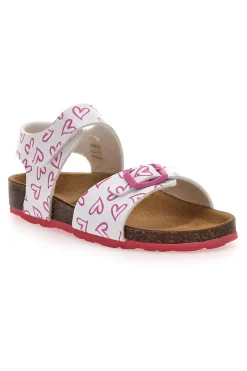 Sandali Bianchi e Rosa Con Strappo In Velcro Plantare In Pelle Pitt Kids 45289