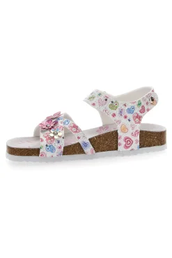 Sandali Bianchi e Rosa Con Applicazioni Floreali Pitt Kids 14407